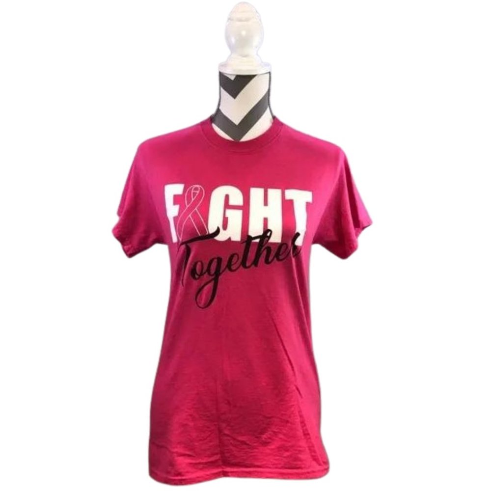 Fight Together Ribbon Breast Cancer Awareness Pink Graphic Tee